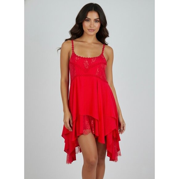Free People Dresses & Skirts - VERY RARE Free People Rose Layered Lace Trim Mini Slip Dress | Boho Balletcore S